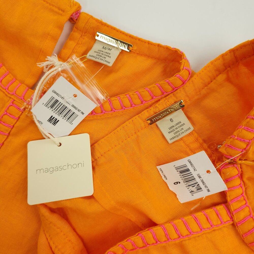 NWT Magaschoni 100% Linen Crop Top Skirt Set Co-Ord Resort Boho Quiet Luxury - Picture 2 of 13